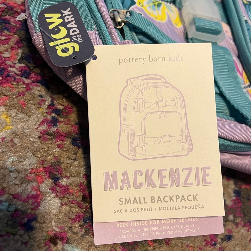 Pottery Barn Kids Butterfly Backpack in Pink and Blue Mackenzie small NWT glow - Picture 2 of 9